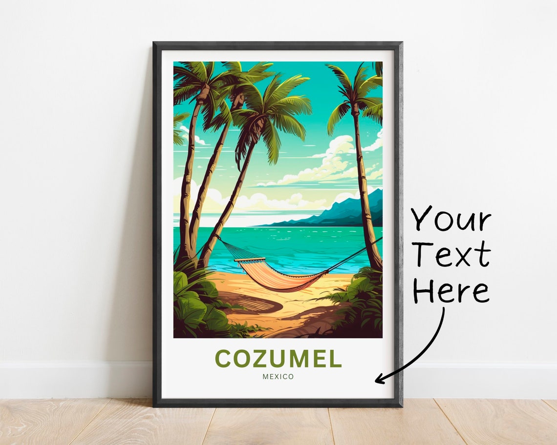 Personalized Cozumel Travel Print Cozumel Poster Mexico Wall Art Framed Present Gift Mexico Present