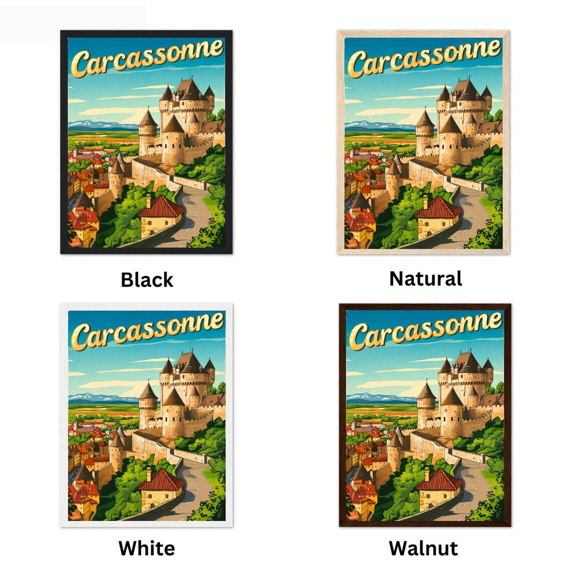 Carcassonne France Walled City Towers Classic Vintage Travel Poster - Image 4