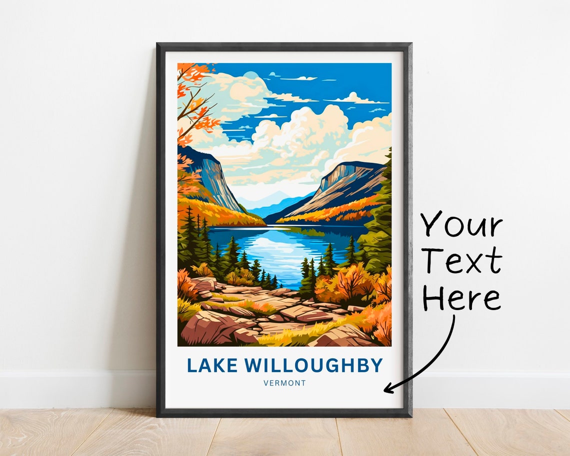 Personalized Lake Willoughby Vermont Autumn Cliff Lake Poster