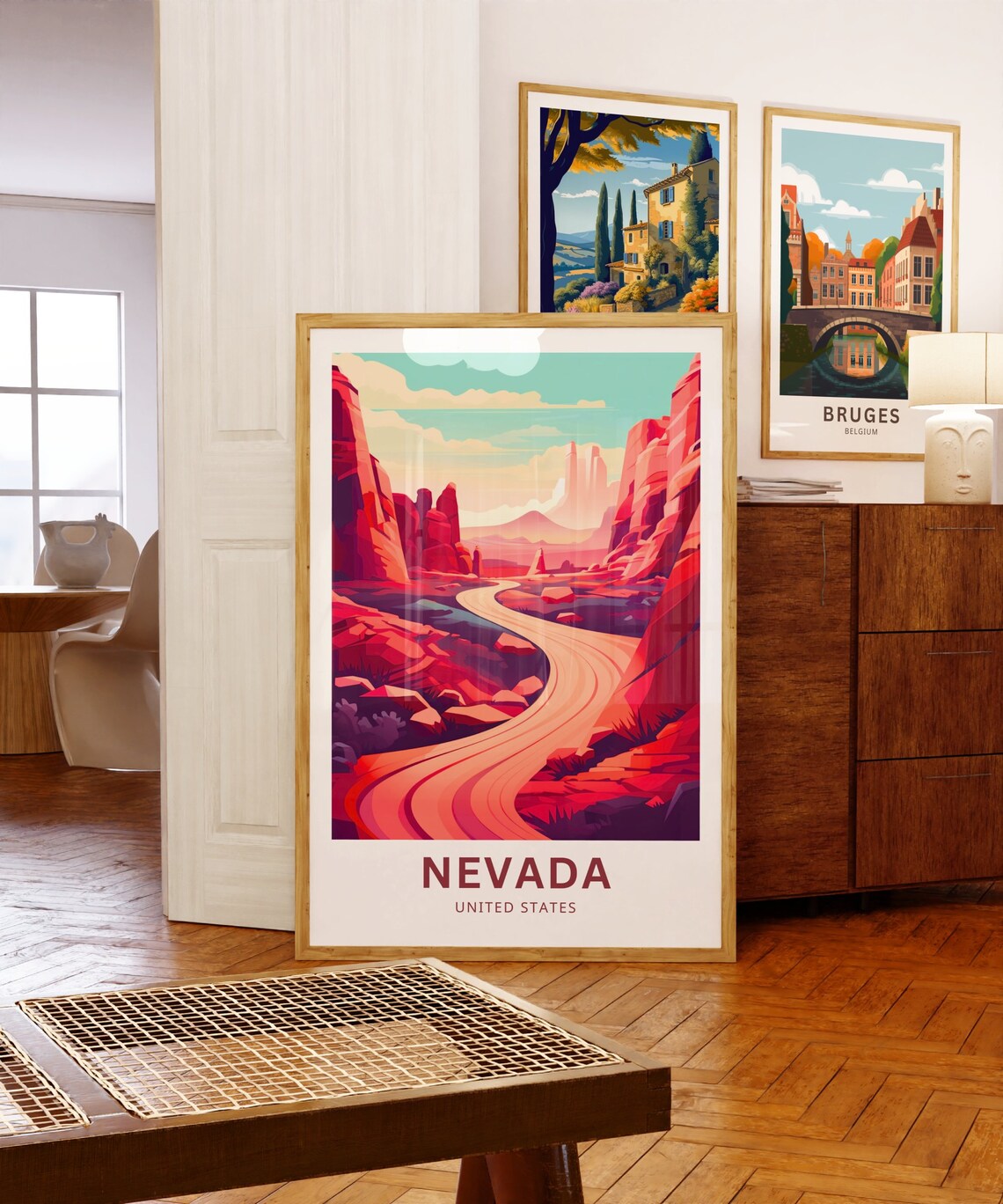 Nevada Red Canyon Winding Road Colorful Desert Travel Poster - Image 5