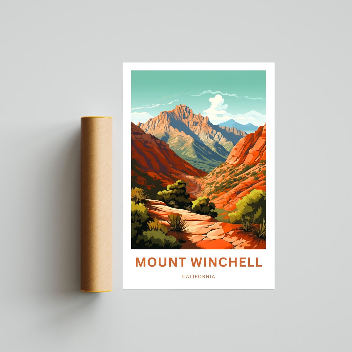 Personalized Mount Winchell California Red Rock Canyon Travel Poster - Image 4