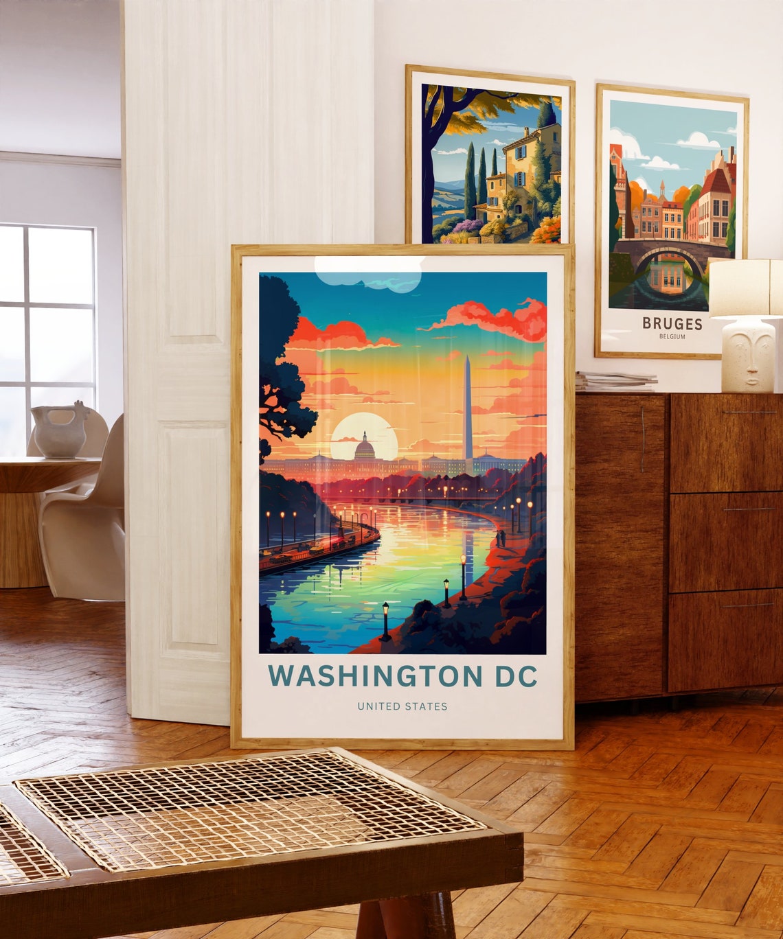 Washington DC Monument Sunset Riverwalk Personalized Travel Poster - Image 5