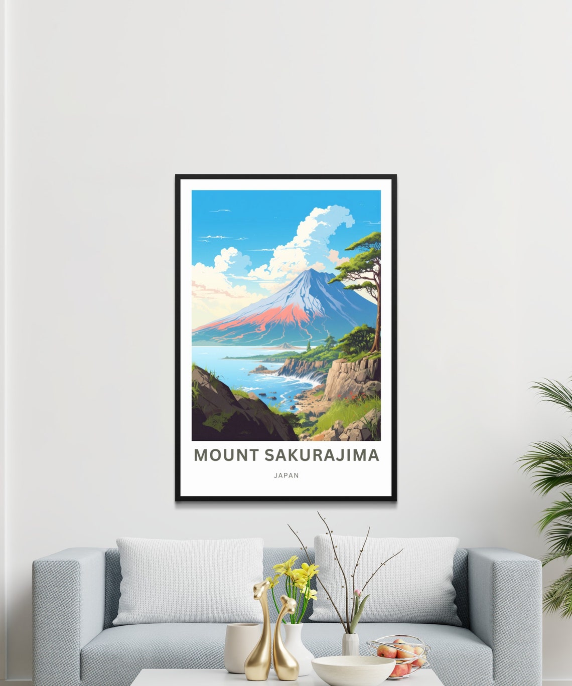 Personalized Mount Sakurajima Japan Coast Custom Cliffs Travel Poster - Image 3