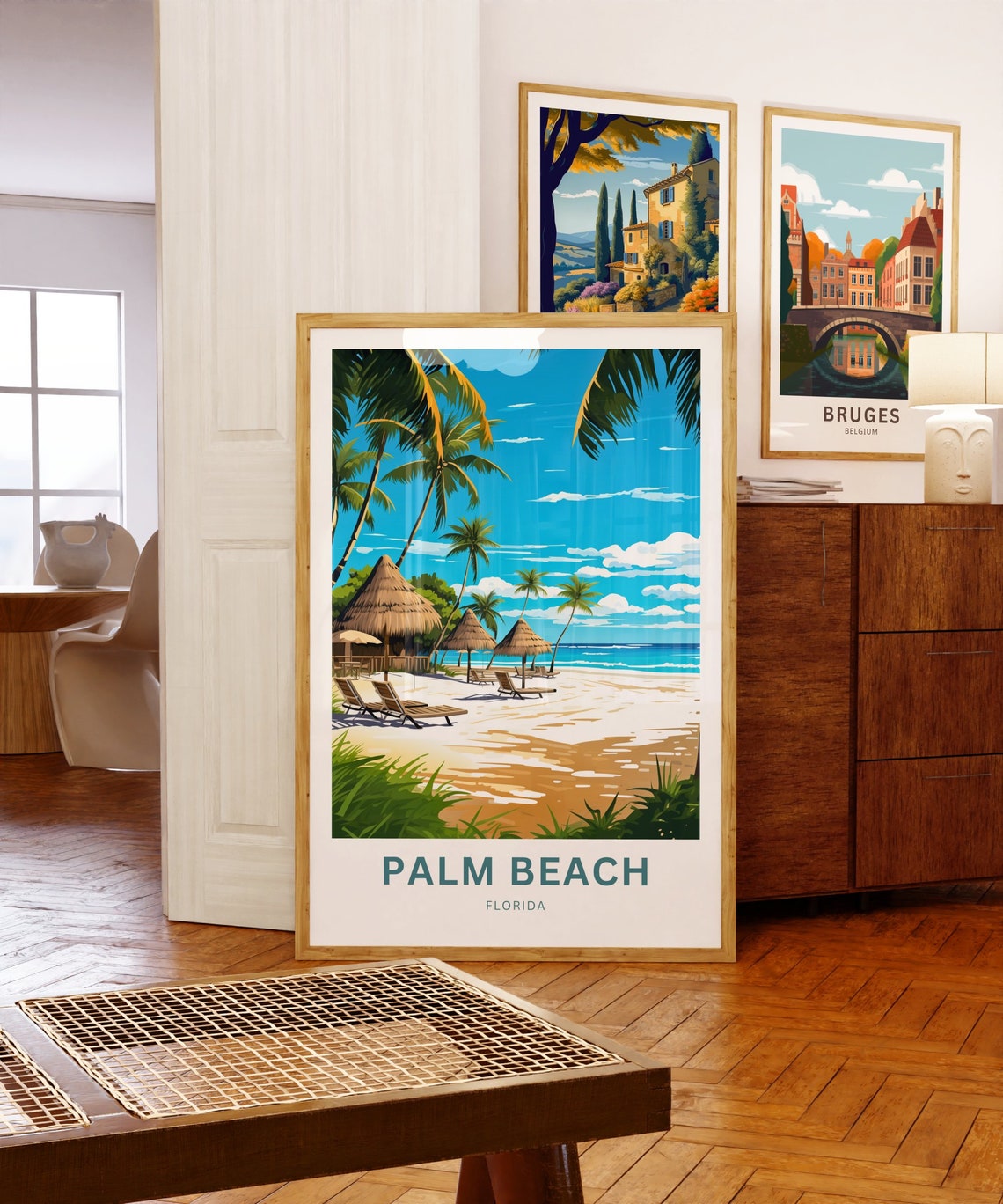 Palm Beach Florida Custom Text Beach Palm Tree Travel Poster - Image 3