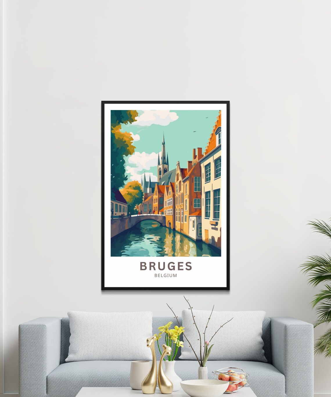 Bruges Belgium Historic Canal Old Town Bridge Vintage Travel Poster - Image 4