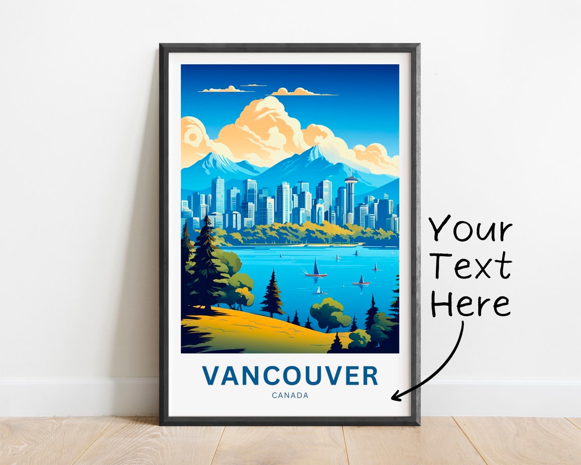 Personalized Vancouver Canada Harbor Skyline Sailboats Poster