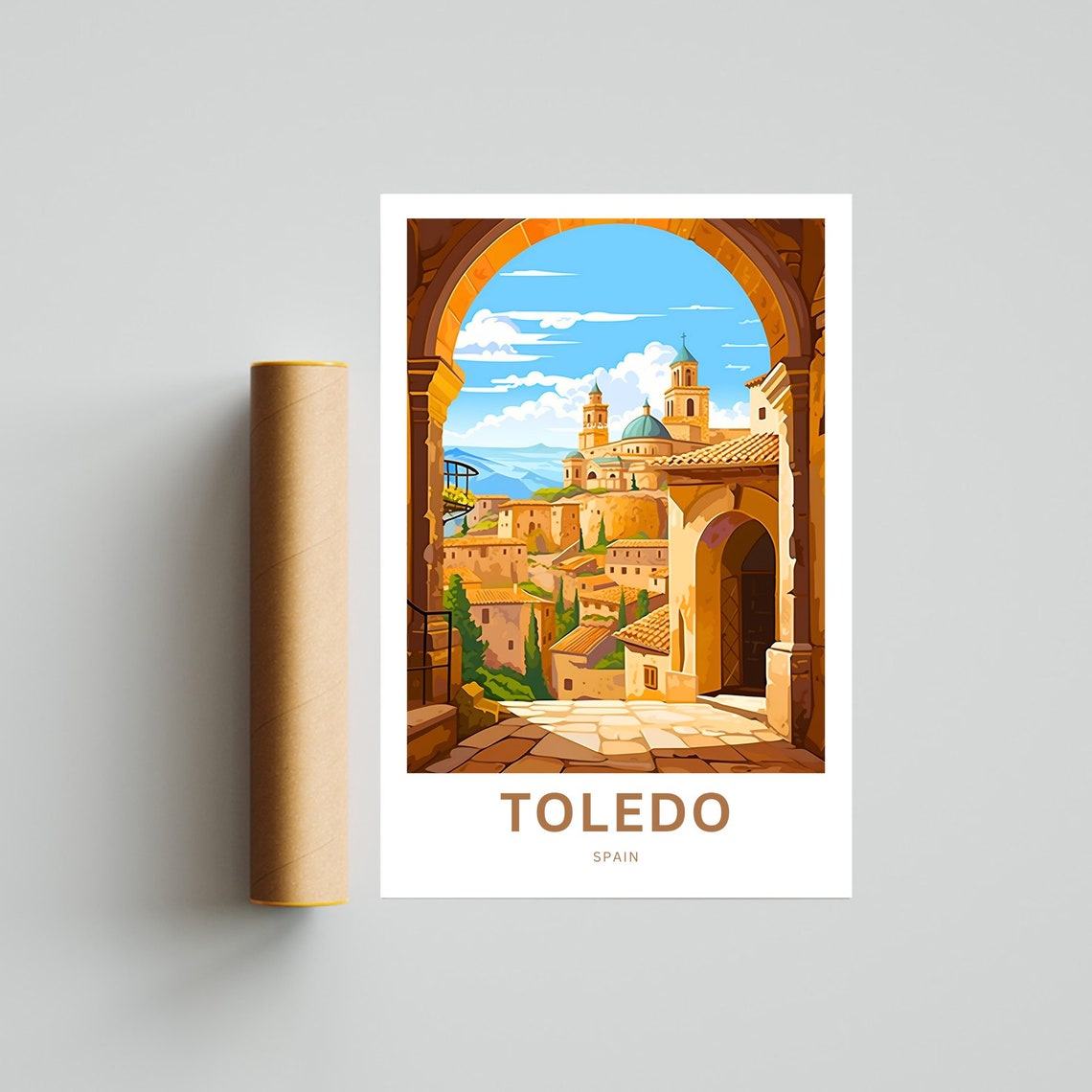 Toledo Spain Stone Archway Hilltop Old Town View Travel Poster - Image 2