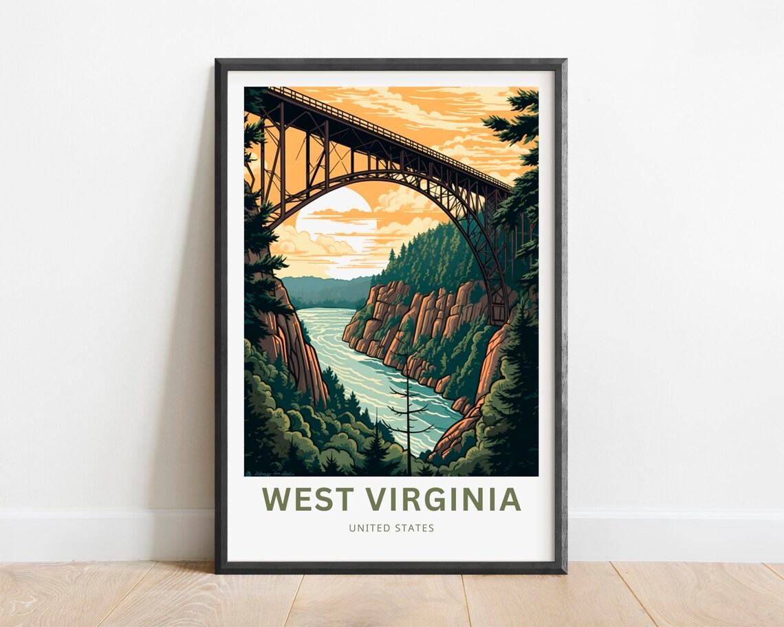 West Virginia Travel Poster, United States Wall Art