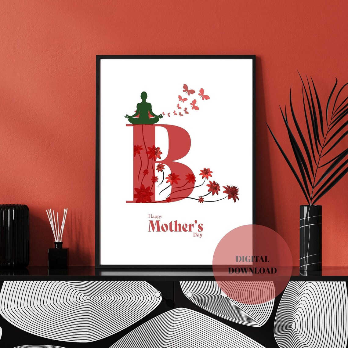 Personalized Mom Gift Letter B Monogram, Zen Decor