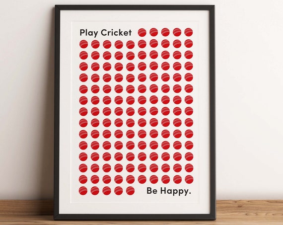 Play Cricket Be Happy Cricket Print Cricket Wall Art Cricket Poster Cricket Gift Gift For Cricket Player