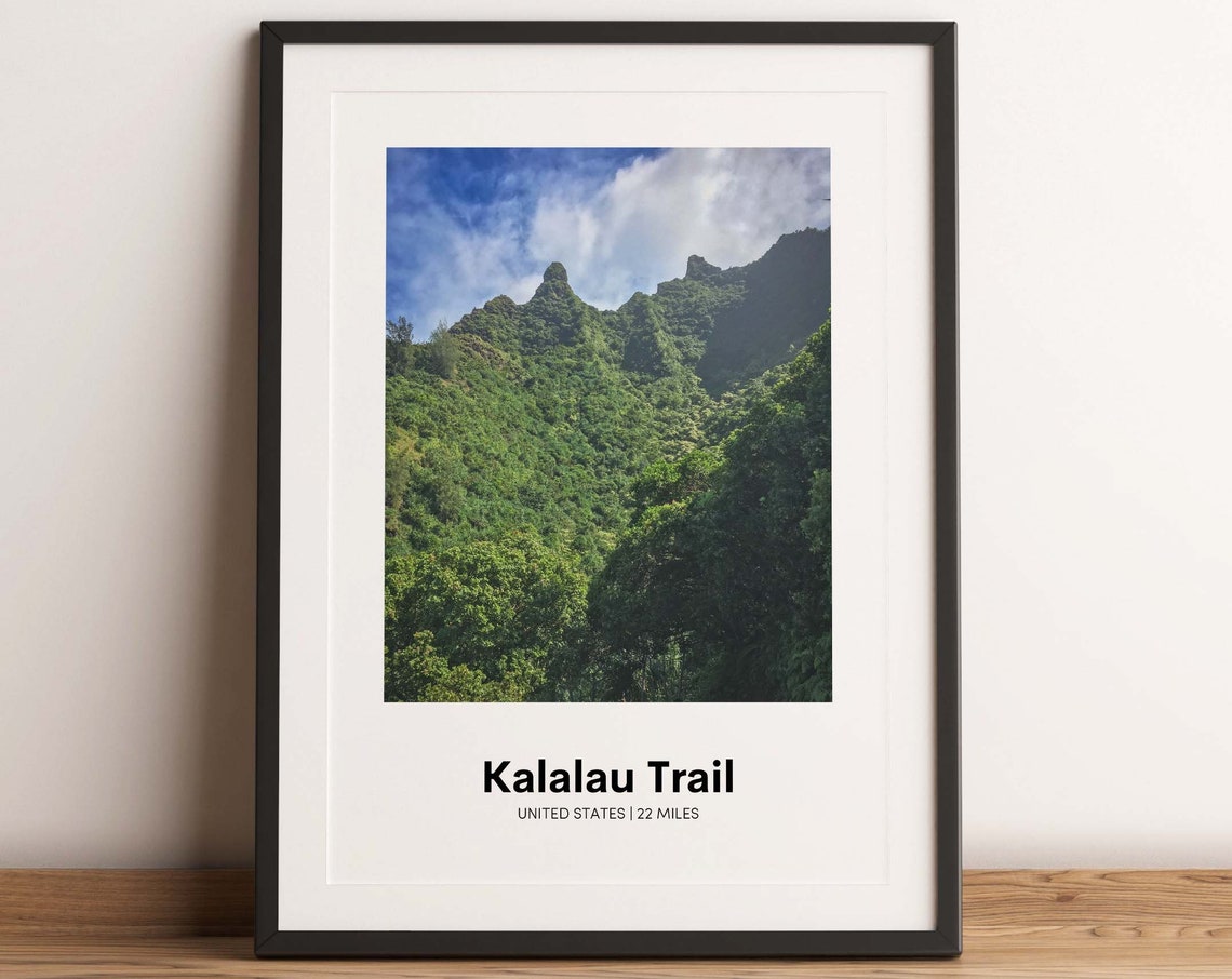 Kalalau Trail Print Kalalau Trail Poster Kalalau Trail Map Hiking Usa Poster Hawaii Hiking Print Hawaii Hawaii Travel Print
