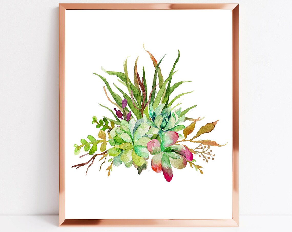 Watercolor Cactus Bouquet Succulent Floral Southwestern Wall Art - Image 8