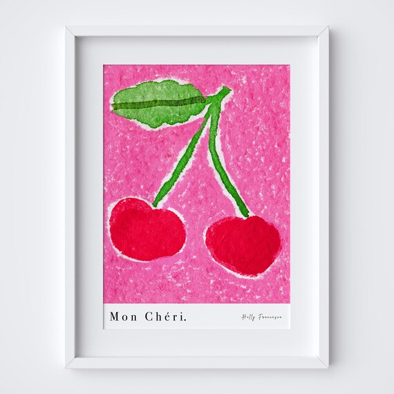 Mon Chri Cherries Watercolor Fruit Art Print