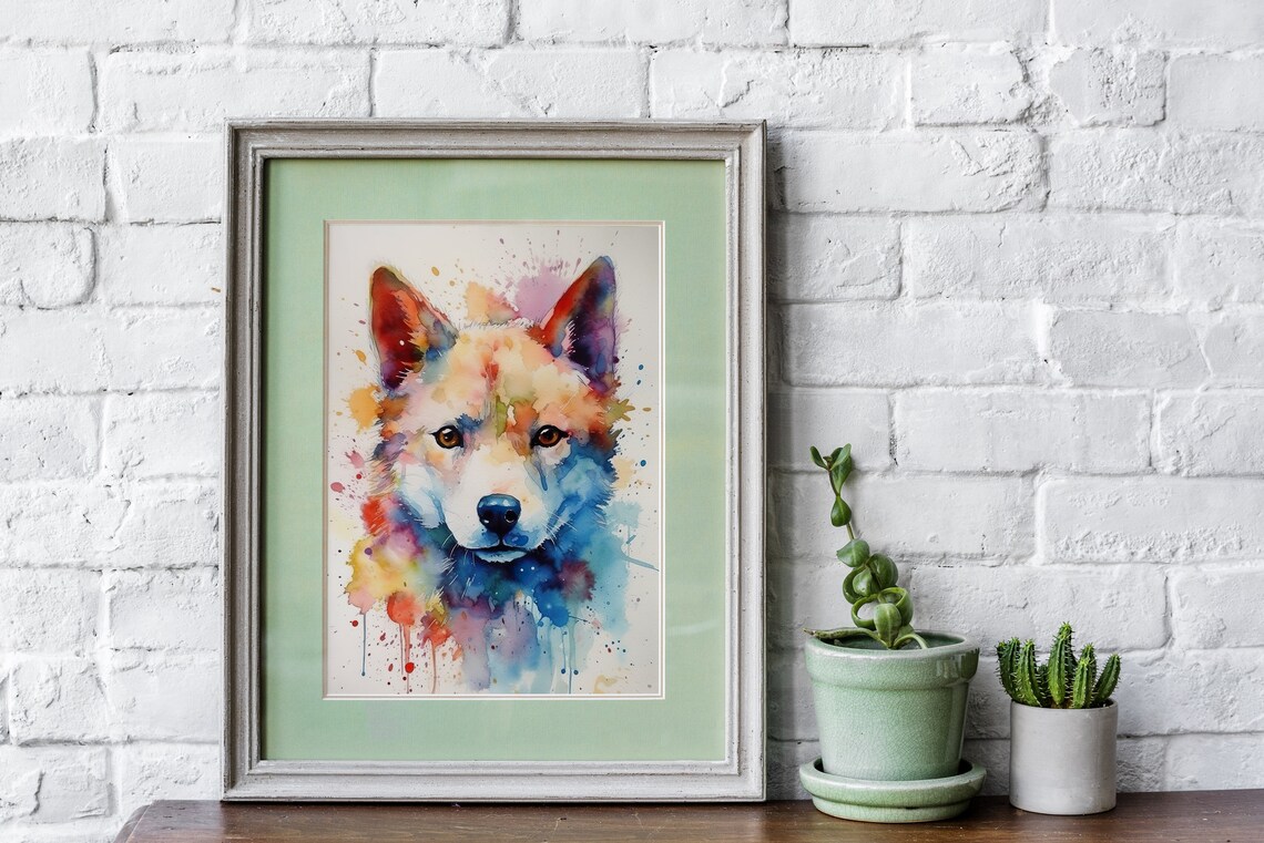 Baby Wolf Pup Watercolor Portrait Cute Wild Animal Art Poster - Image 4