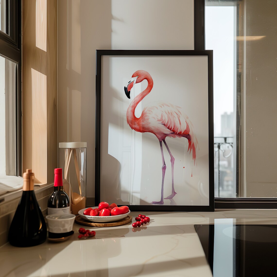 Pink Flamingo Elegant Bird Watercolor Modern Nursery Wall Art - Image 5