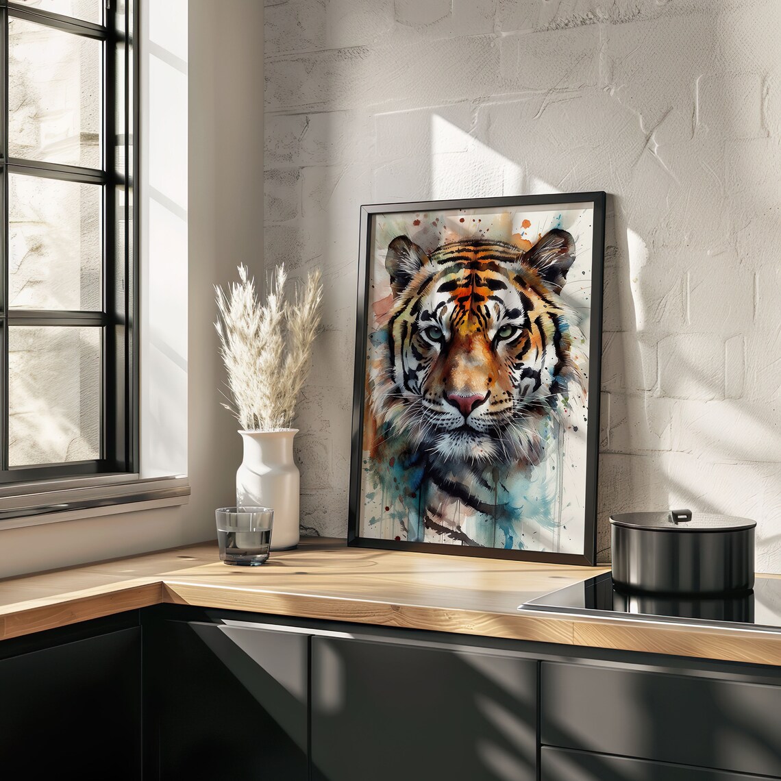 Tiger Watercolor Portrait Majestic Big Cat Wildlife Art Poster - Image 4