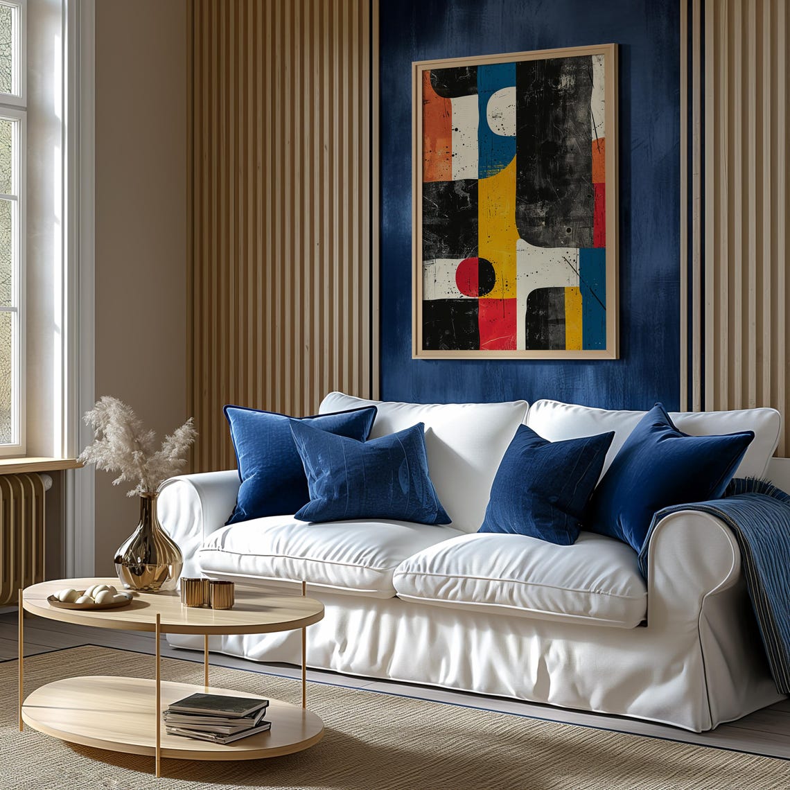 Mid Century Geometric Abstract Bold Blocks Modern Art Poster - Image 5