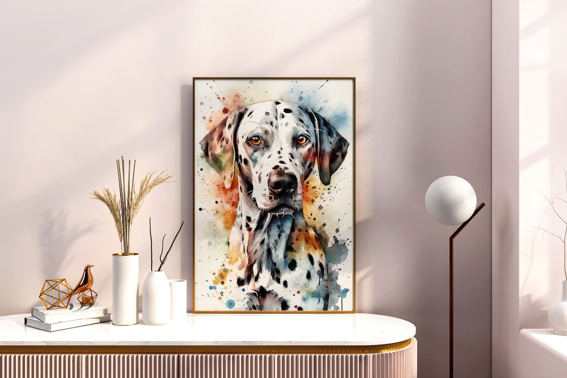 Dalmatian Colorful Watercolor Dog Portrait Spotted Splash Art Poster - Image 5