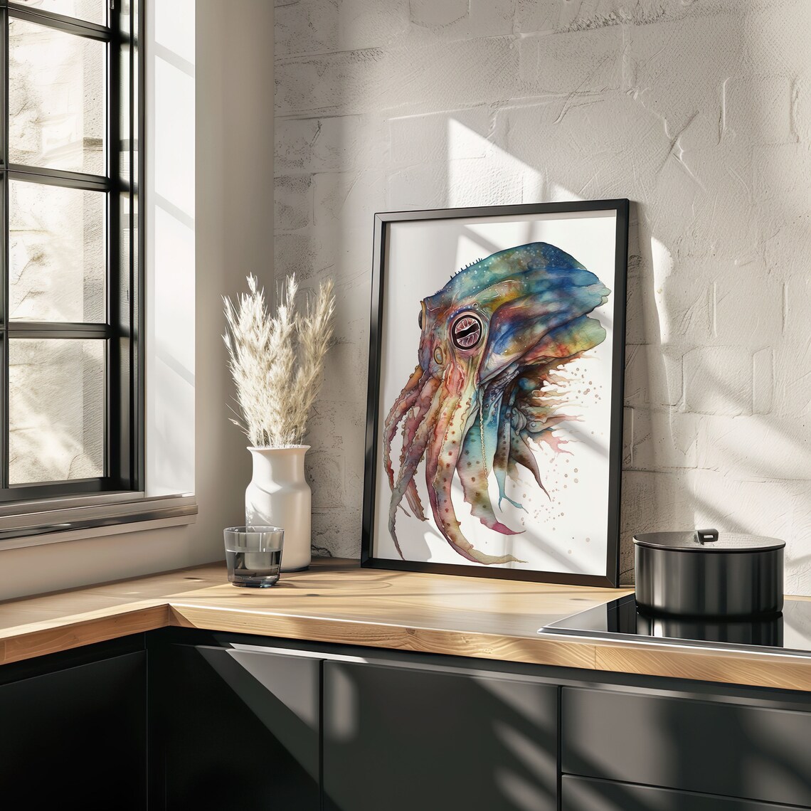 Colorful Cuttlefish Watercolor Underwater Sea Creature Poster - Image 5
