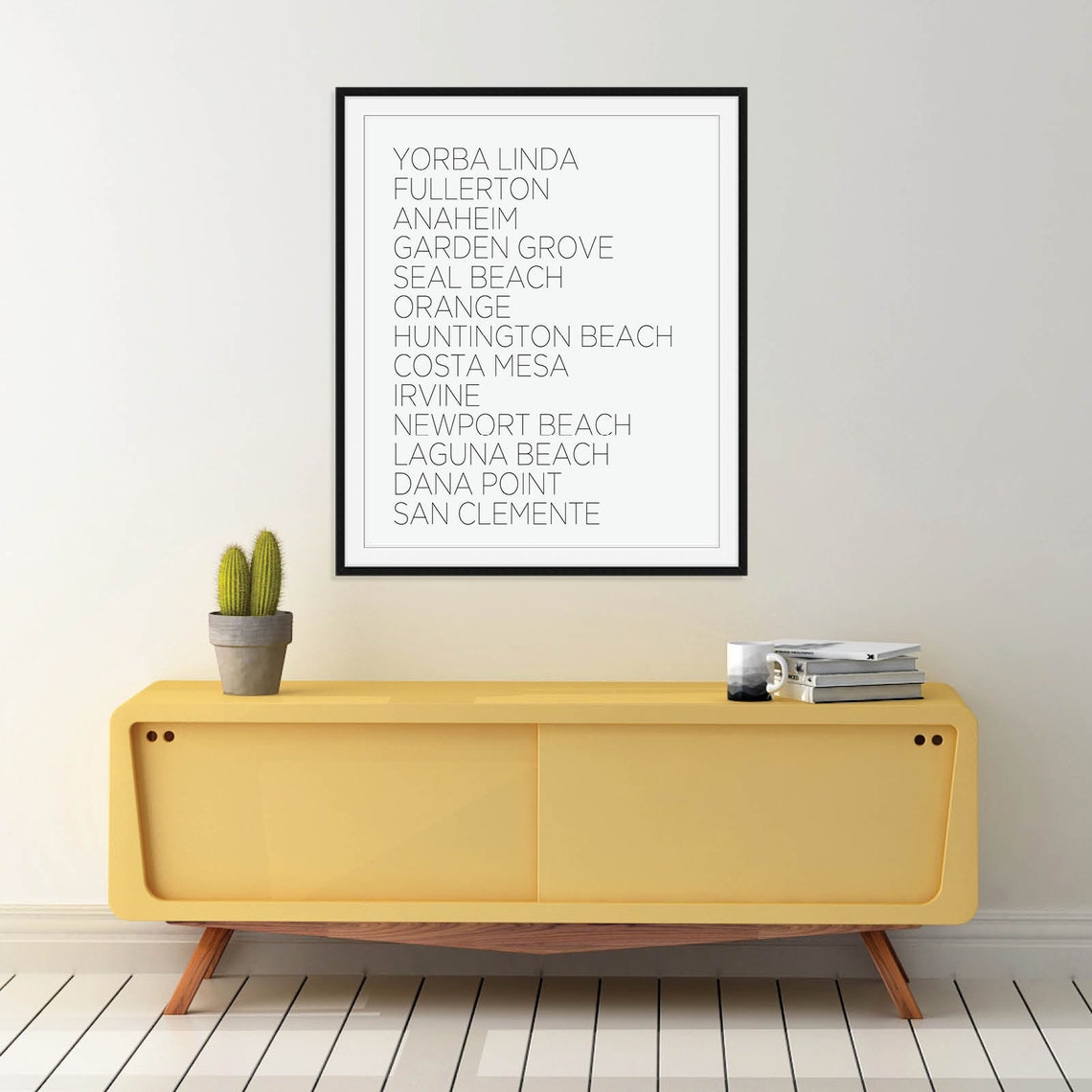 Orange County California Cities Typography Minimalist Beach Poster - Image 3
