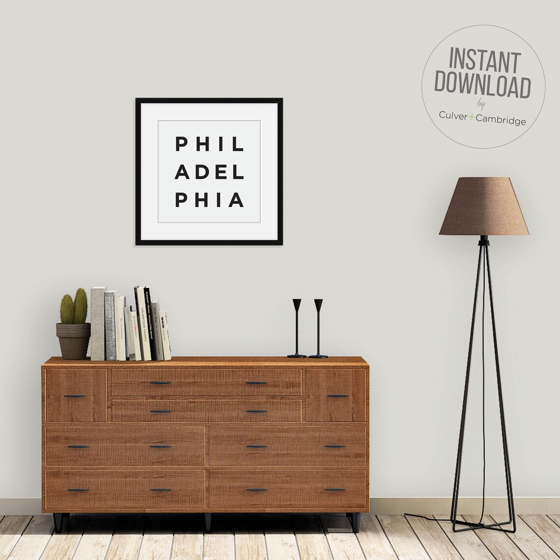 Philadelphia Pennsylvania Minimalist Block Letter Typography Poster - Image 3