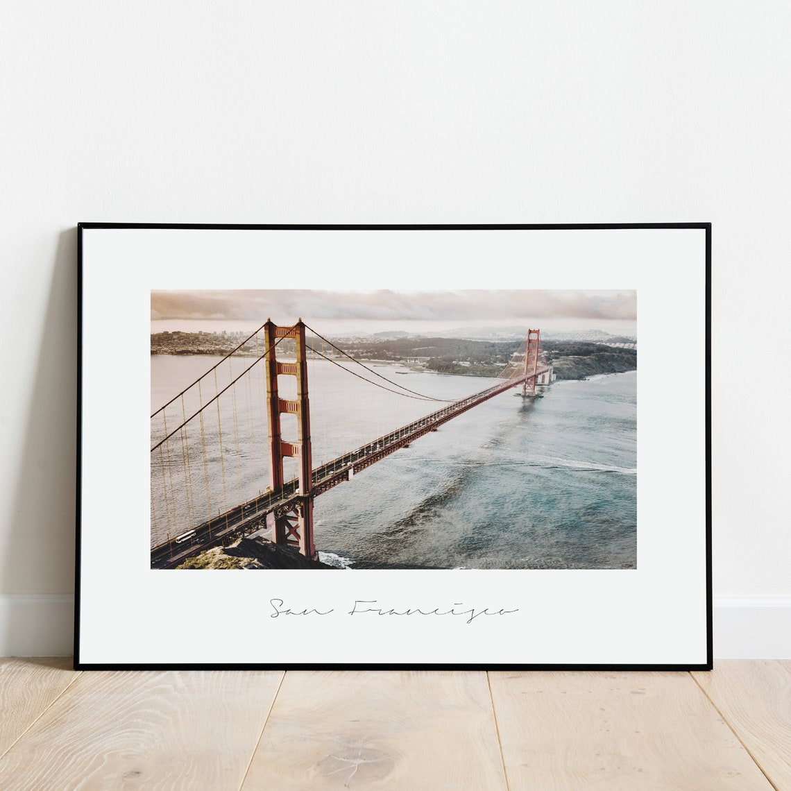 San Francisco Golden Gate Bridge Framed Photo Poster Script Caption