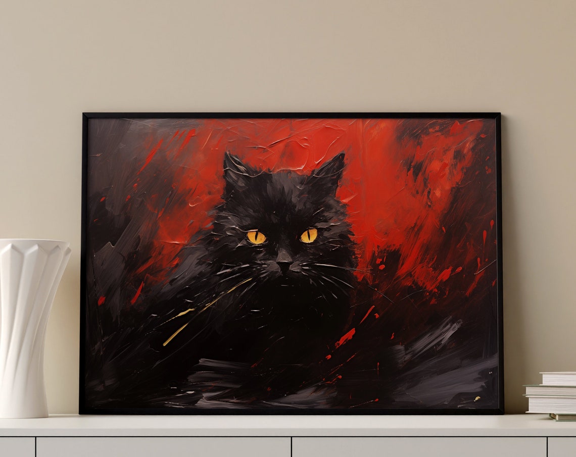 Abstract Cat Vintage Gothic Cat Lover Gift