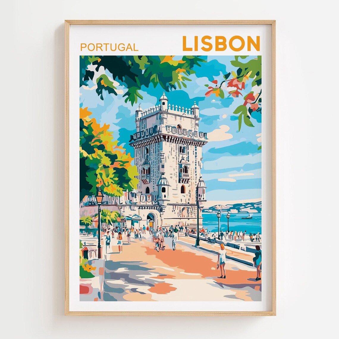 Lisbon Portugal Belem Tower Riverside Promenade Travel Poster