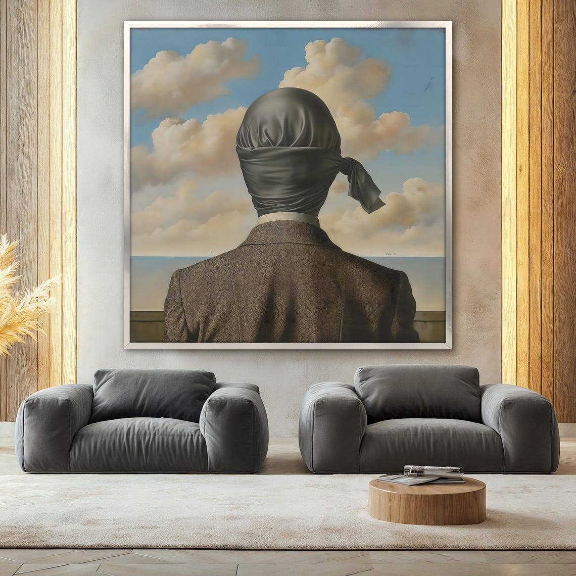The Happy Donor Painting Ren Magritte Surreal Wall Art Mysterious Man Artwork Unique Gift Idea Conceptual Home Decor - Image 2
