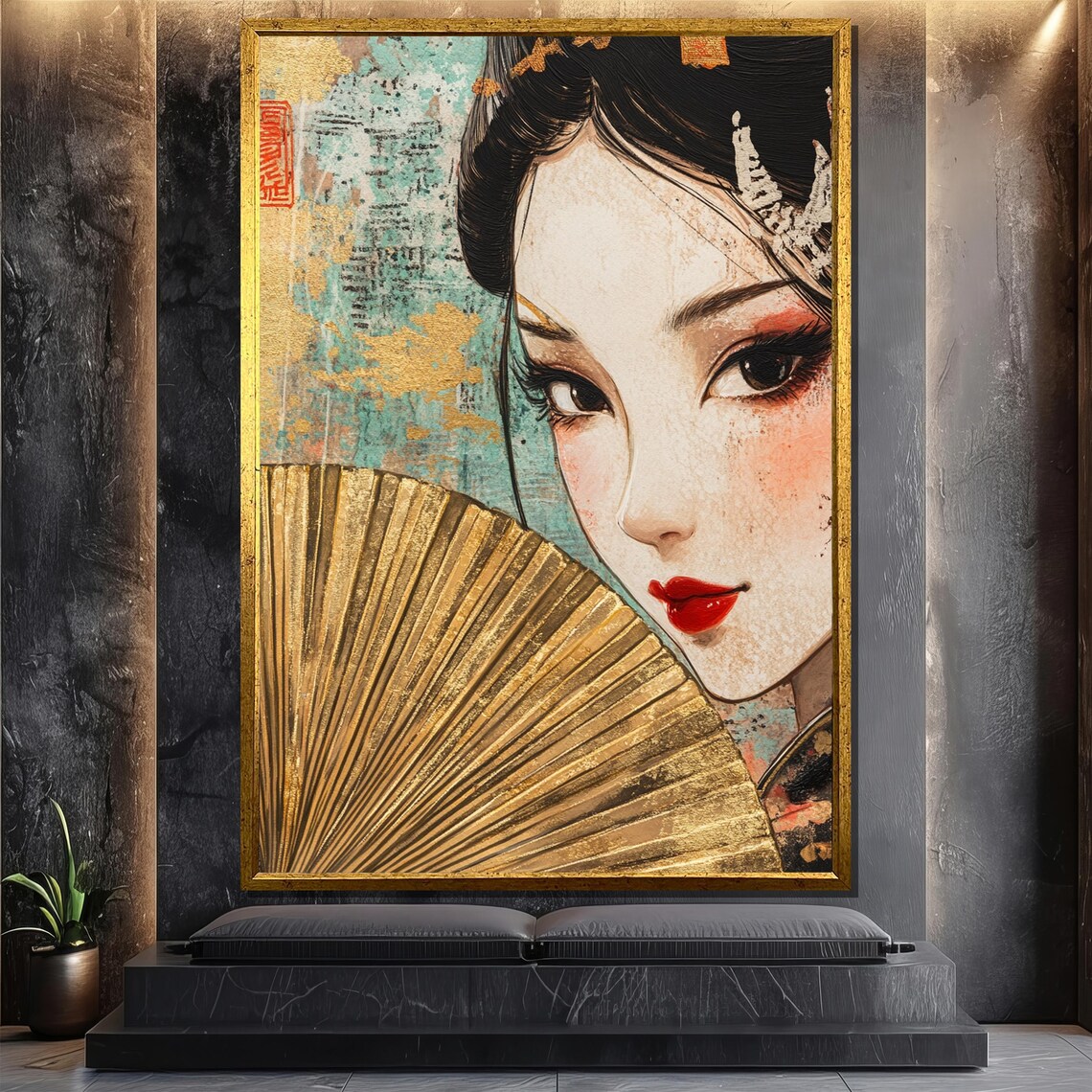 Elegant Japanese Woman Portrait, Asian Beauty