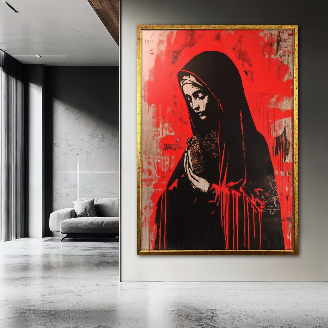 Virgin Mary Painting, Religious Graffiti Art Print - Image 3