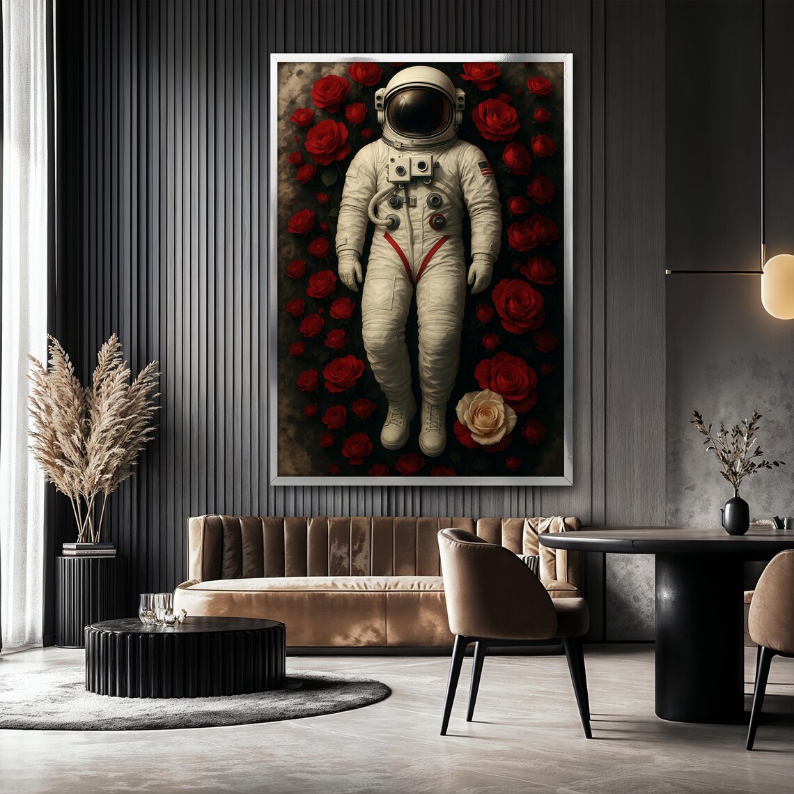 Astronaut With Roses, Surreal Floral Cosmos Art Print - Image 2