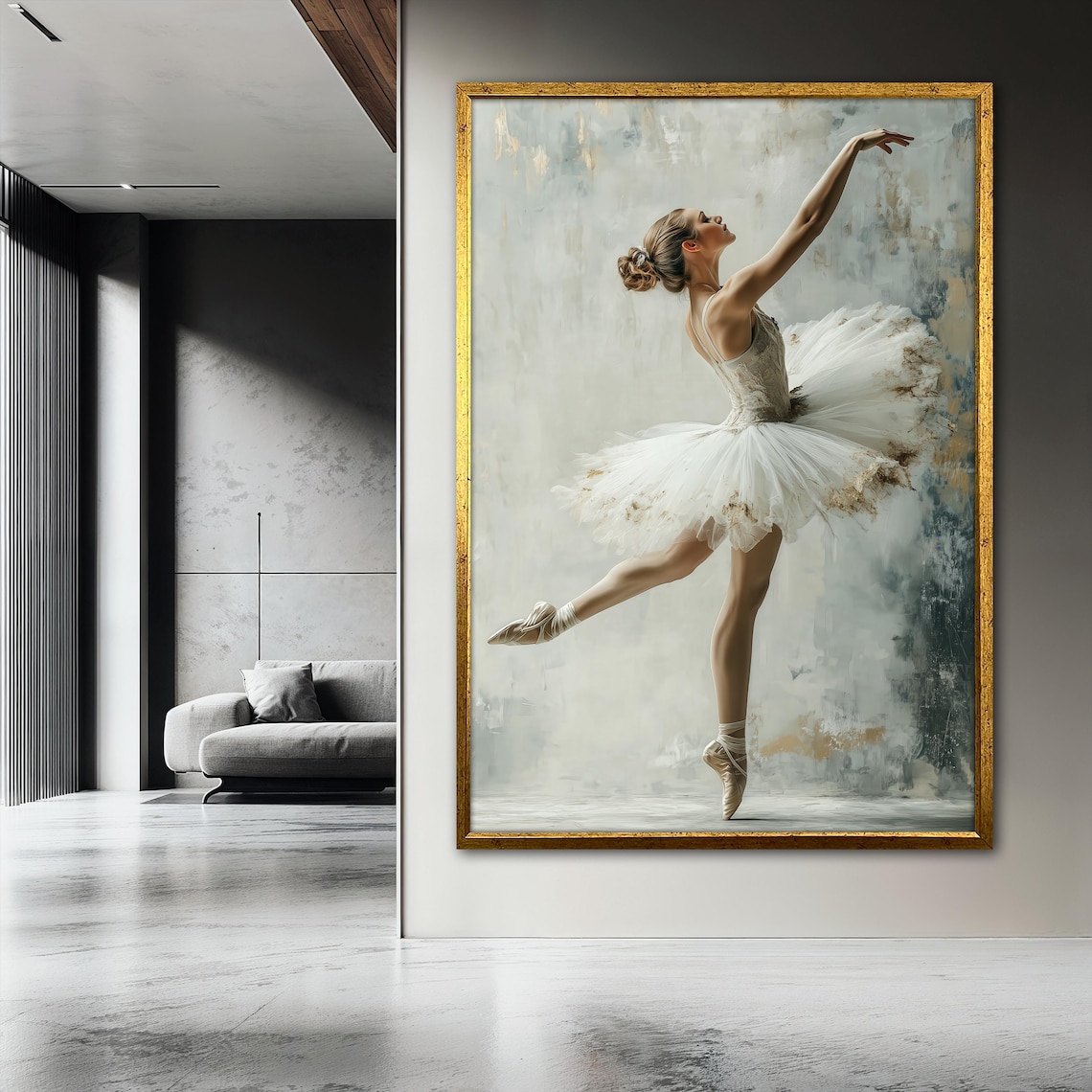 White Ballerina Painting, Elegant Ballet Art Print - Image 3