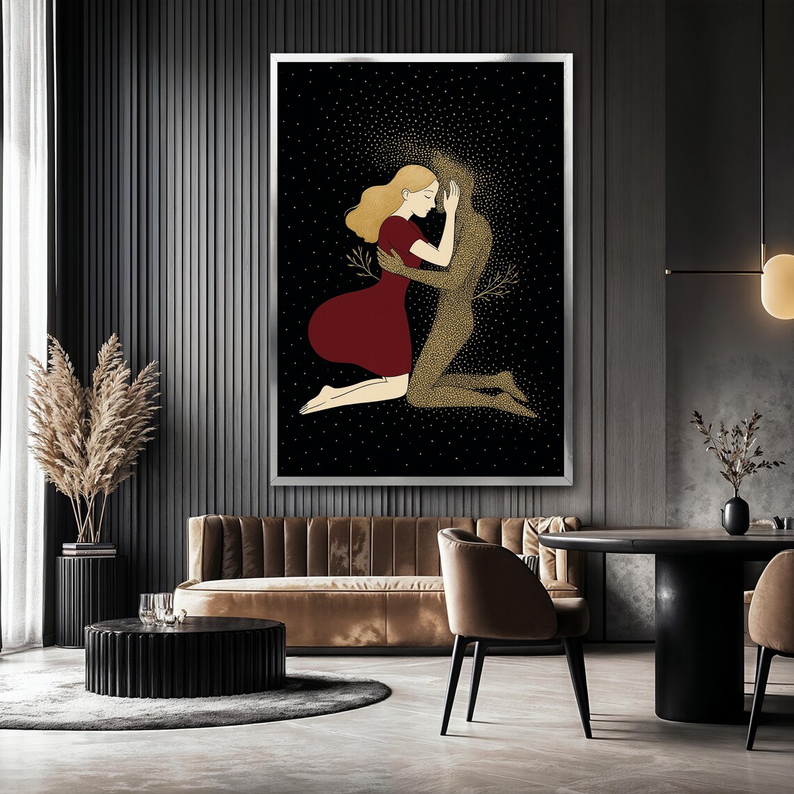 Abstract Love Embrace, Minimalist Couple Art Print - Image 2