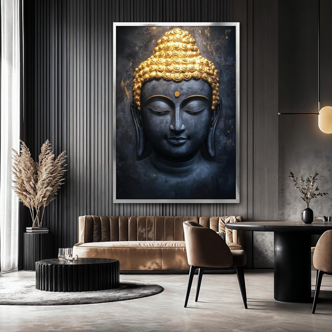 Black And Gold Buddha Painting, Zen Spiritual Art - Image 2