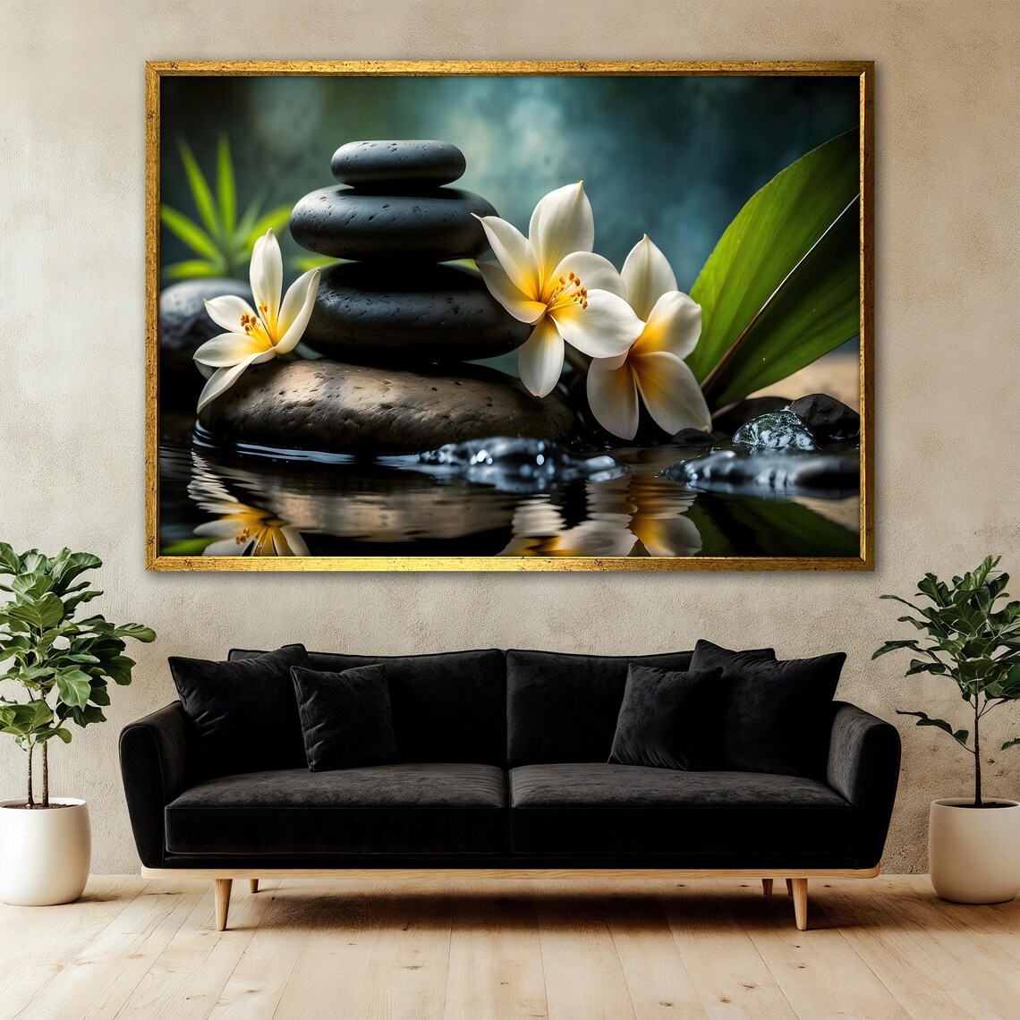 Zen Stones Painting, Tranquil Nature Decor Art Print - Image 3
