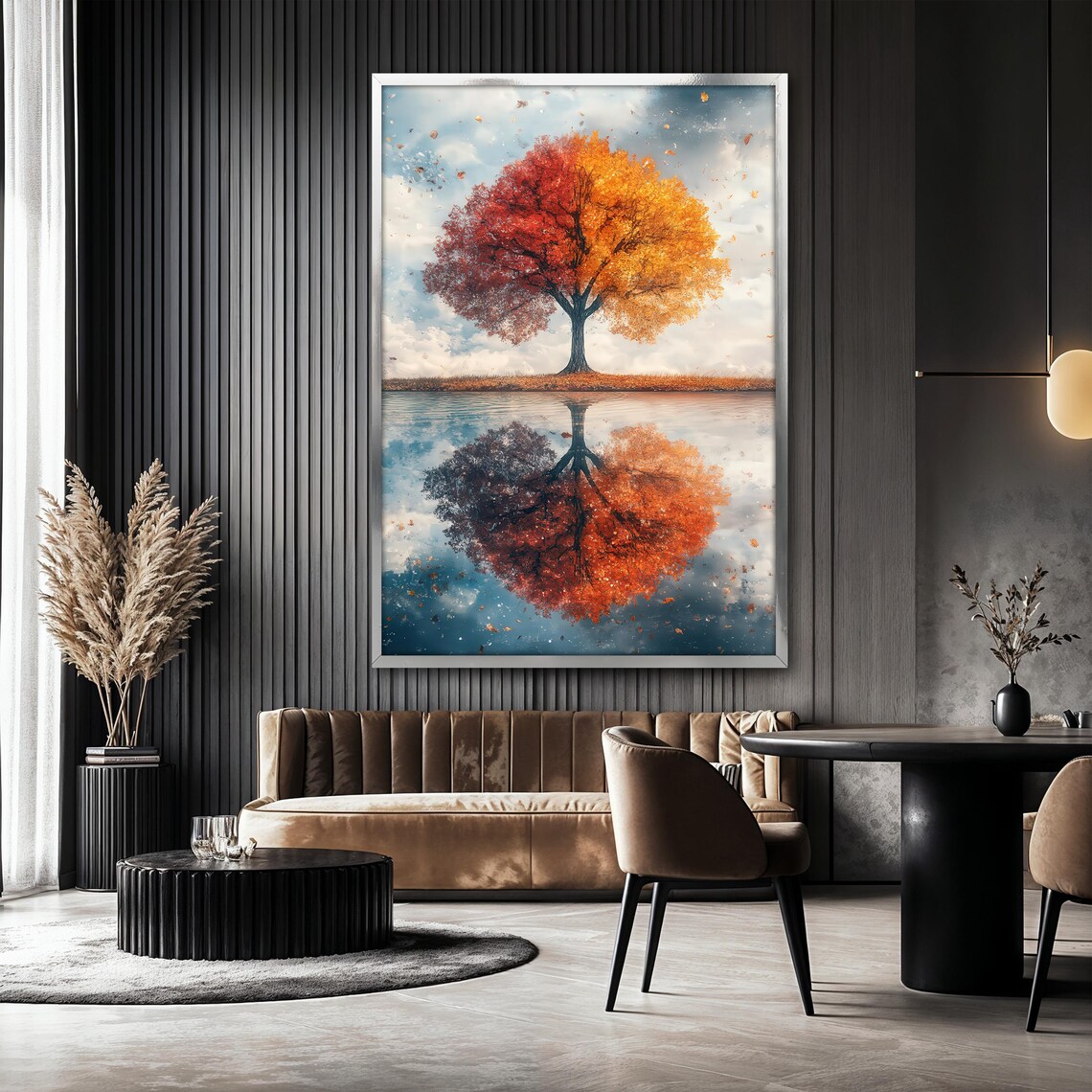Autumn Tree Reflection Painting, Fall Landscape Art Print - Image 2