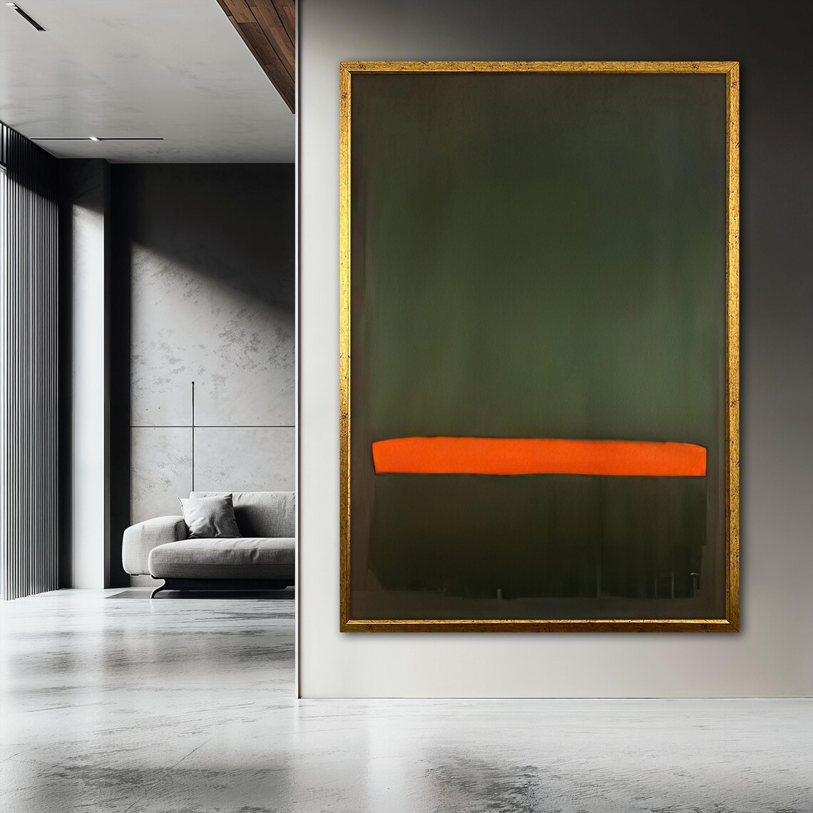 Mark Rothko Style Green Orange Stripe Color Field Abstract Poster - Image 3