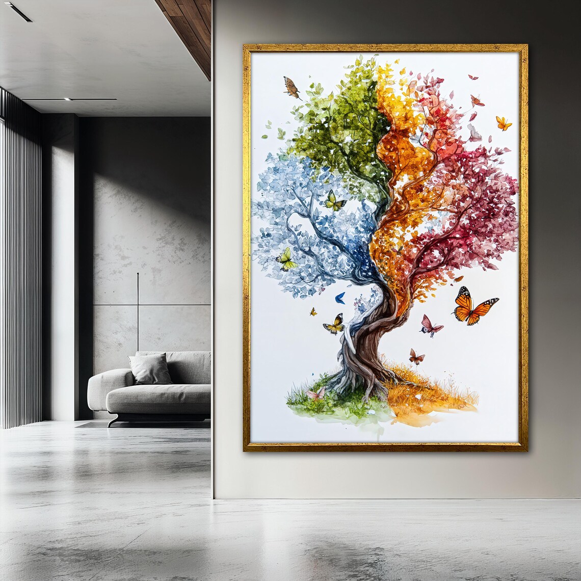 Four Seasons Tree, Colorful Abstract Nature Art Print - Image 3