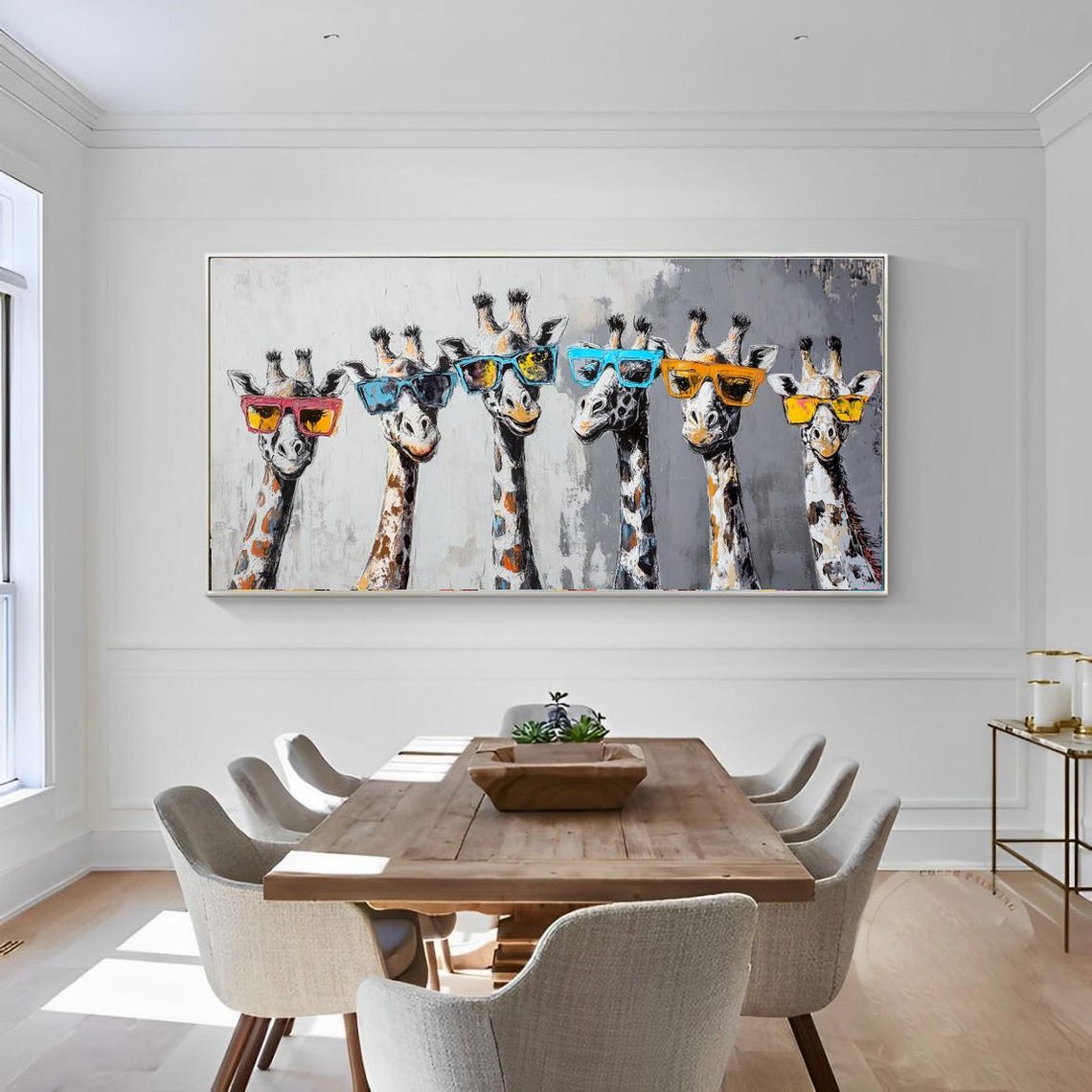 Six Cool Giraffes Wearing Sunglasses Funny Animal Artwork Poster - Image 2
