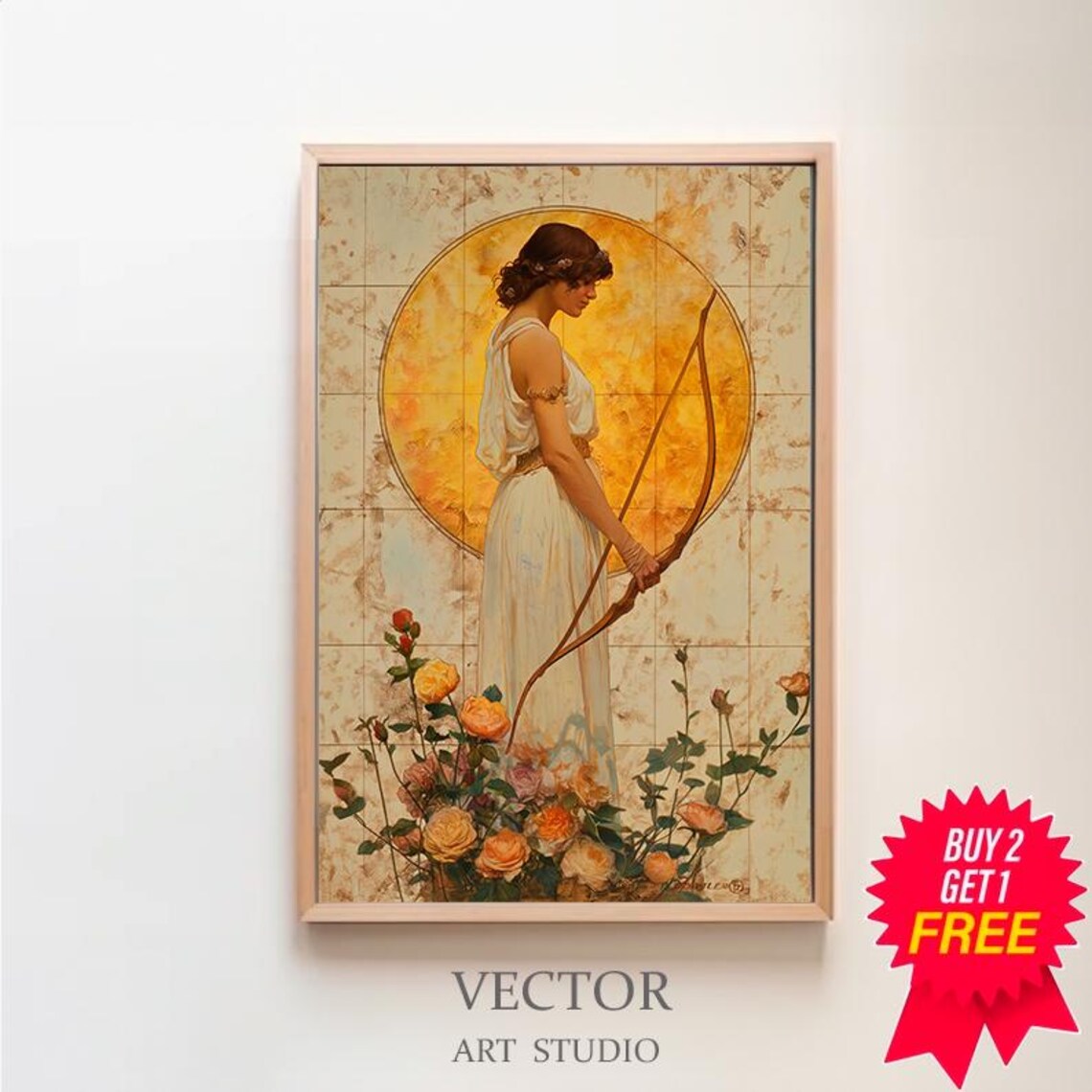 Artemis Art Nouveau Greek Mythology Wall Art Print