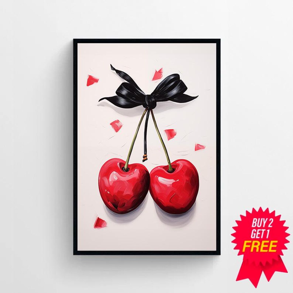 Cherry Wall Art Print Feminine Poster Trendy Wall Art Coquette Pink Bow Soft Girl Bedroom Decor Preppy College Apartment Print - Image 4