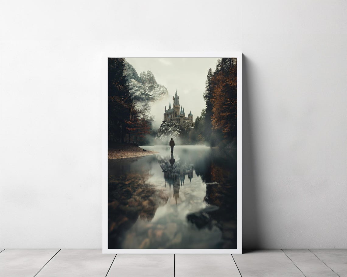 Wizarding Inspired Poster Vintage Wizard School Wizard World Van Gogh Painting Vintage Castle Decor Wall Art - Image 3