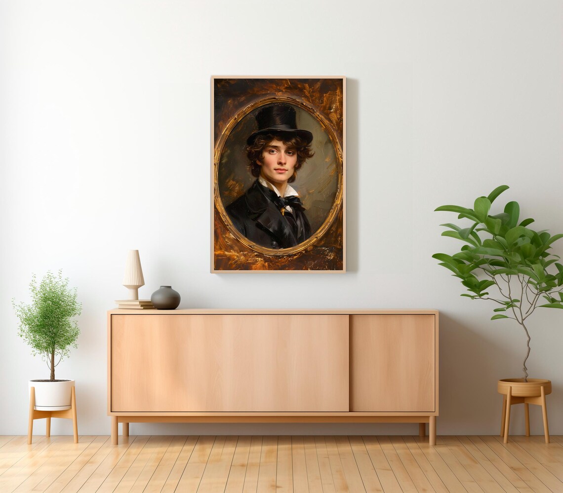 Vintage Oval Portrait of a Young Gentleman with a Bow Tie Poster - Image 2