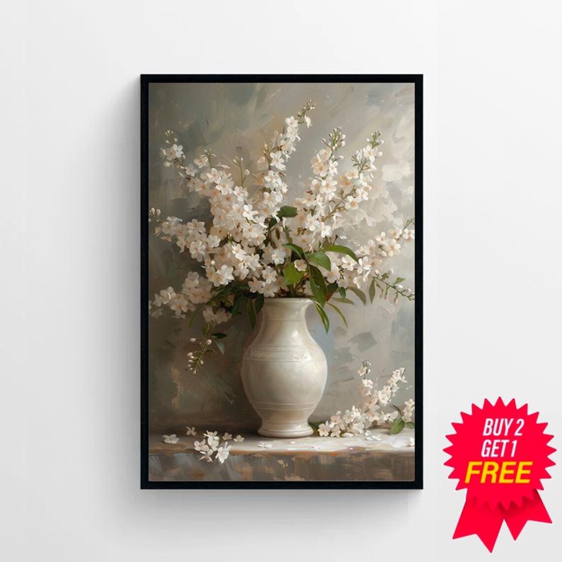 Spring Flowers In Vintage Vase, Muted Floral Art Print - Image 4
