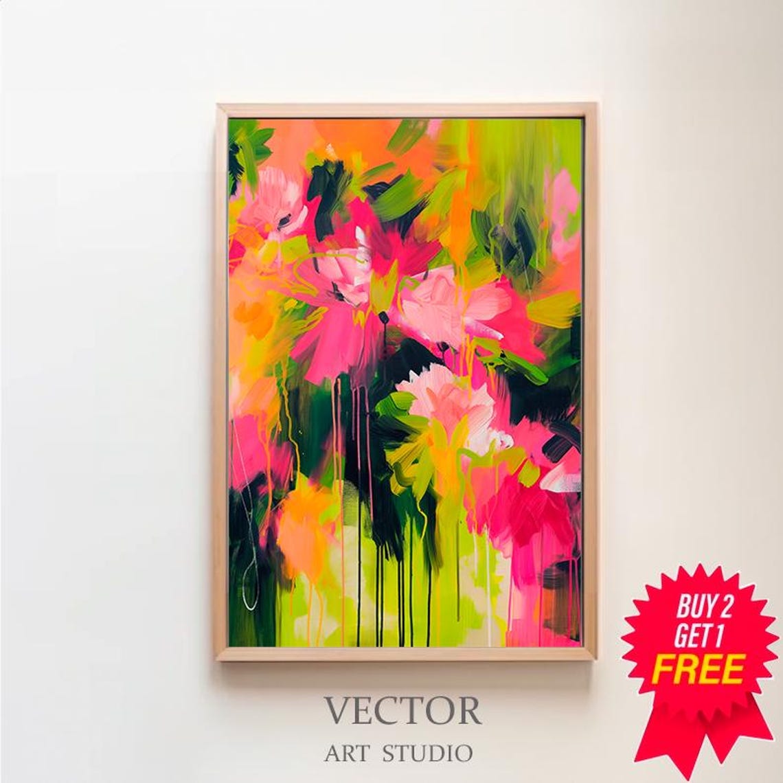 Colorful Abstract Floral Maximalist Modern Gallery Style Art Print