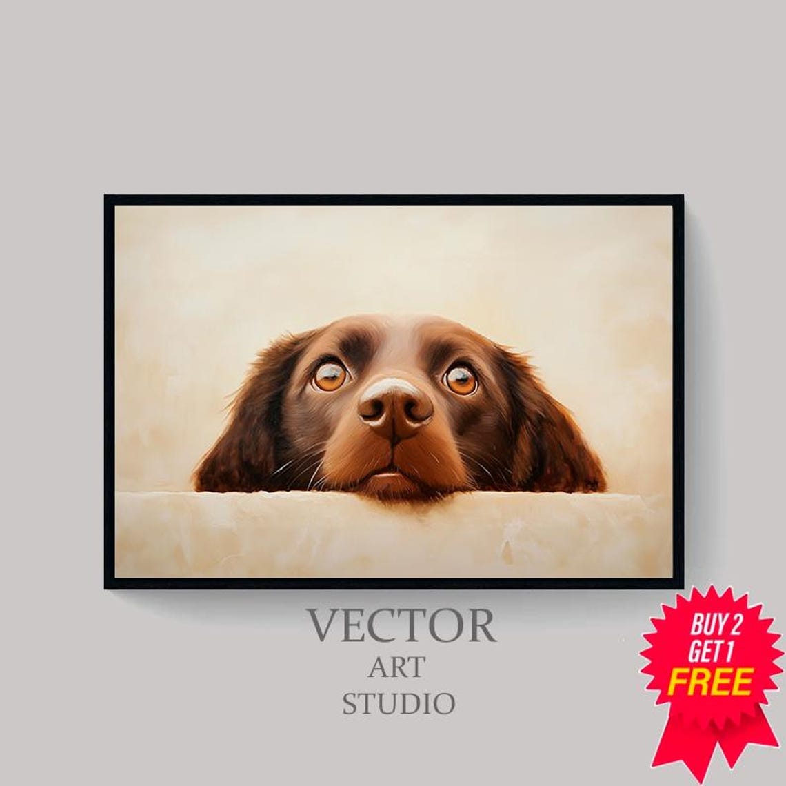 Brown Labrador Puppy Peeking Over A Ledge Minimalist Dog Poster - Image 4