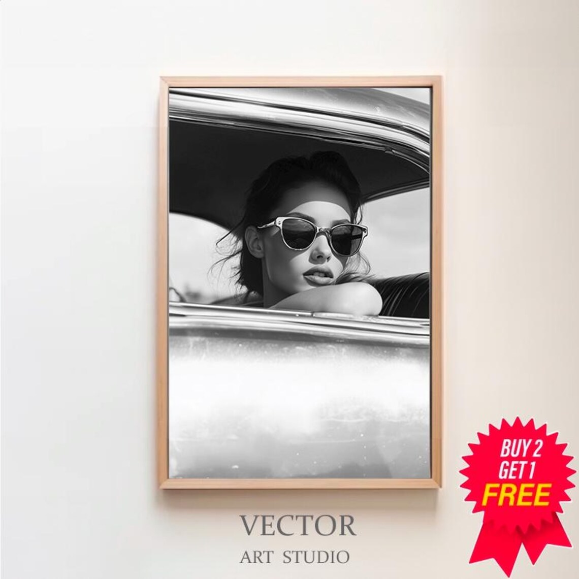 Black And White Fashion Print Feminist Poster Classic Car Print Retro Wall Art Luxury Wall Decor Teen Girl Room Decor