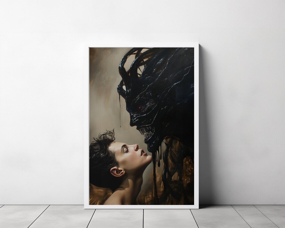 Satan Embrace Woman In White Dress In Demon Mist Gothic Poster - Image 3