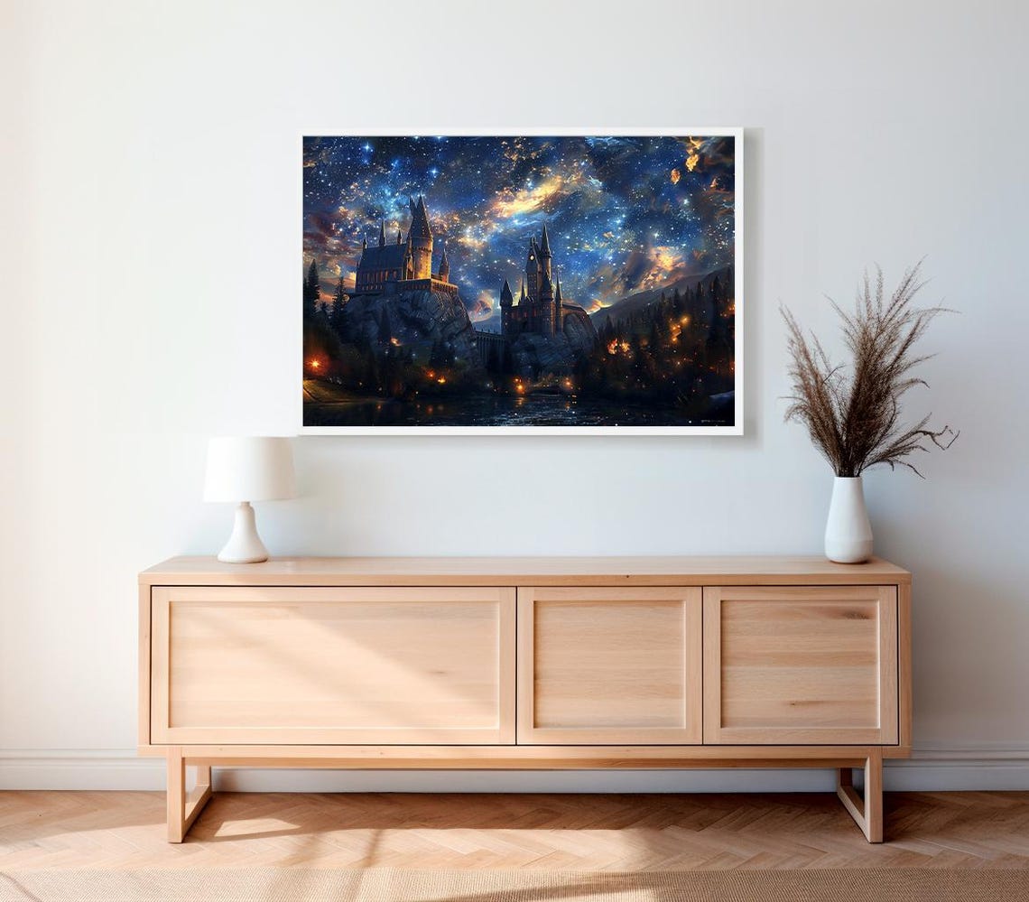 Wizarding Inspired Poster Vintage Wizard School Wizard World Van Gogh Painting Vintage Castle Decor Wall Art - Image 2